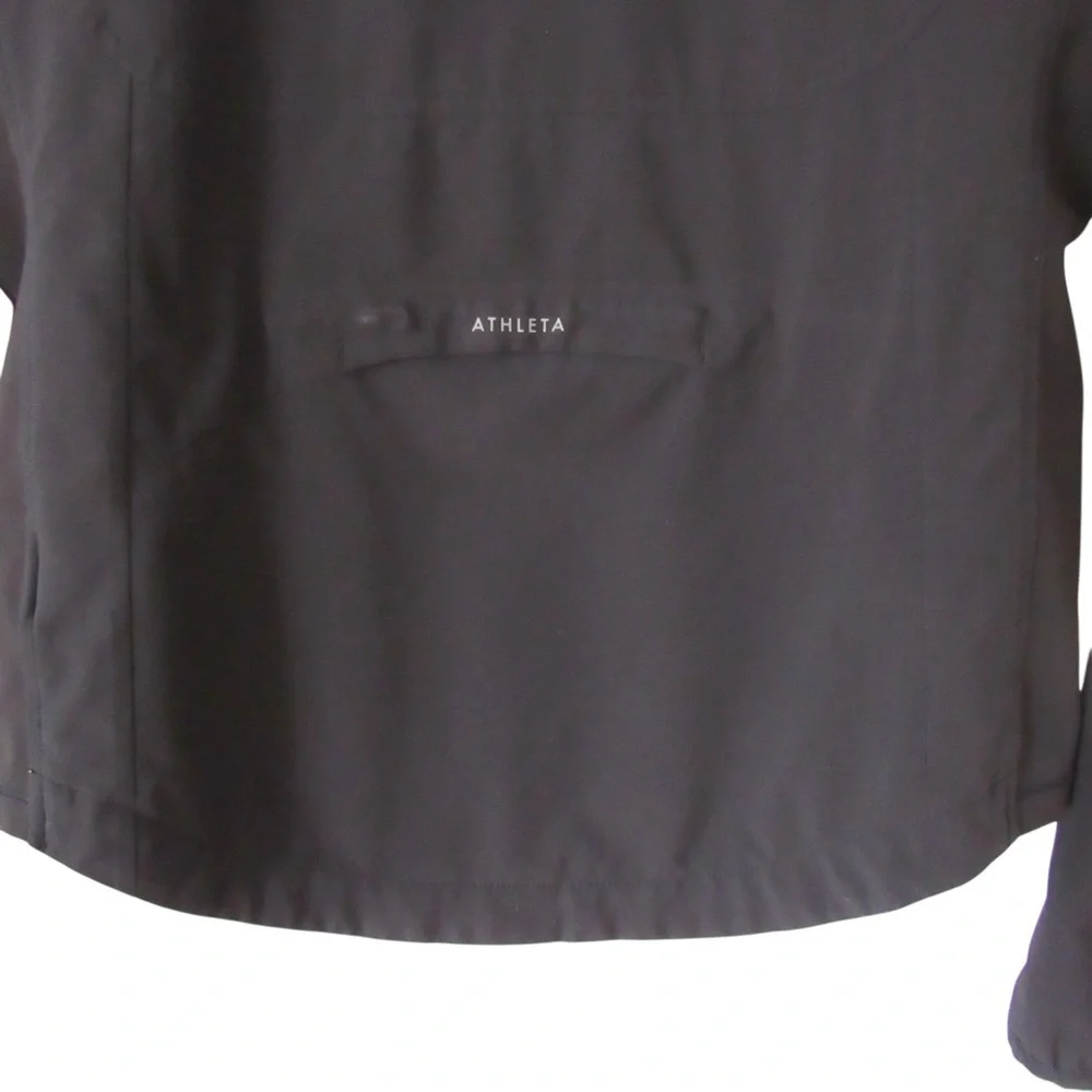 Athleta Run With It Black Jacket XS Athletic Running Stretch Pockets Thumbholes - Picture 8 of 10
